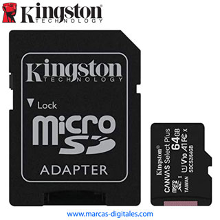 MEMORIA MICRO SD KINGSTON DIGITAL 64GB  DIGITAL CLASS 10 100MB/S CON ADAPTADOR