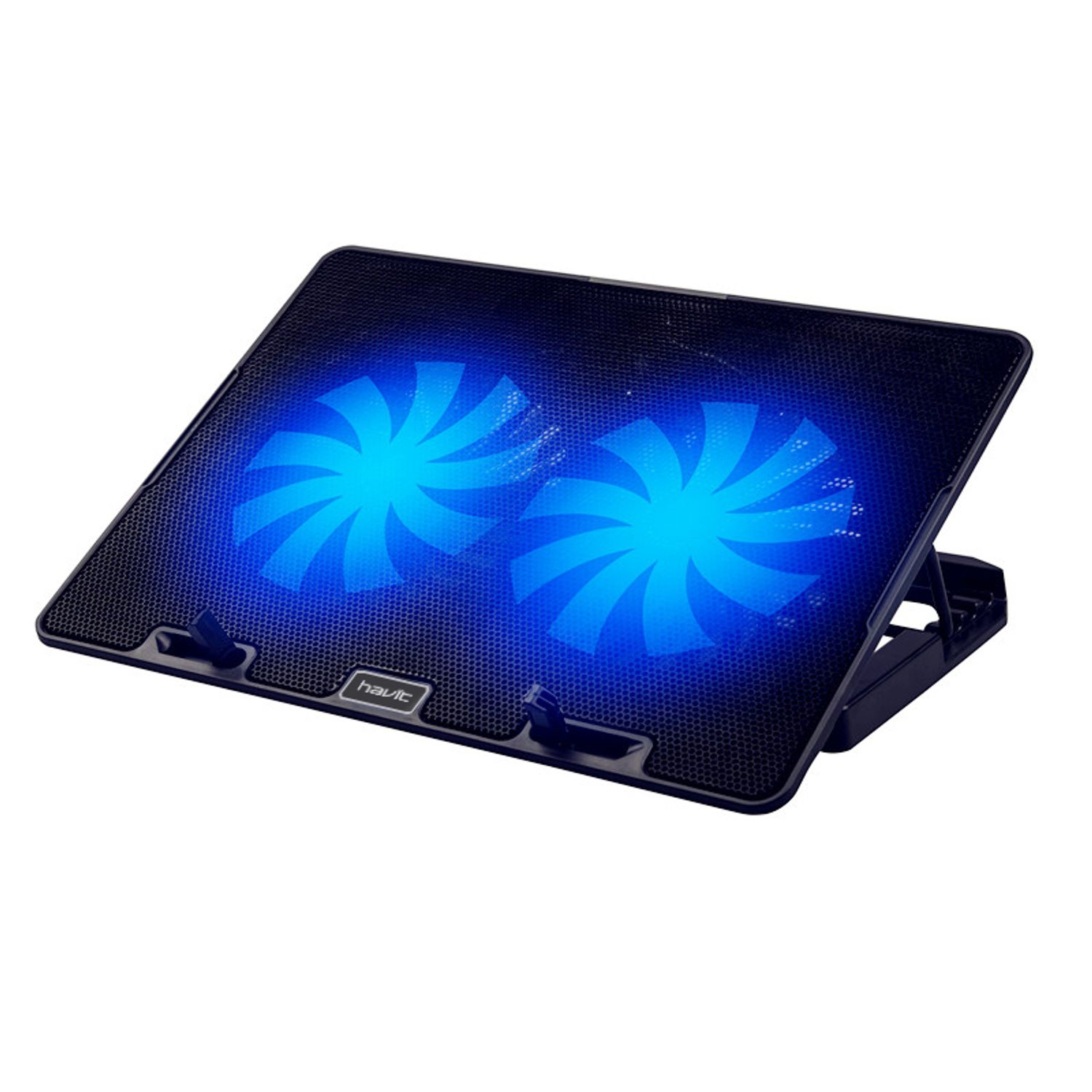 Fan Cooler HAVIT HV-F2083 para Laptop – 2 Ventiladores LED Azul, 14”–17”